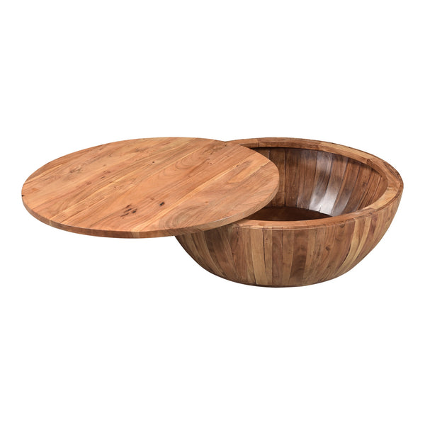 Eske Coffee Table with Swivel Storage in Natural
