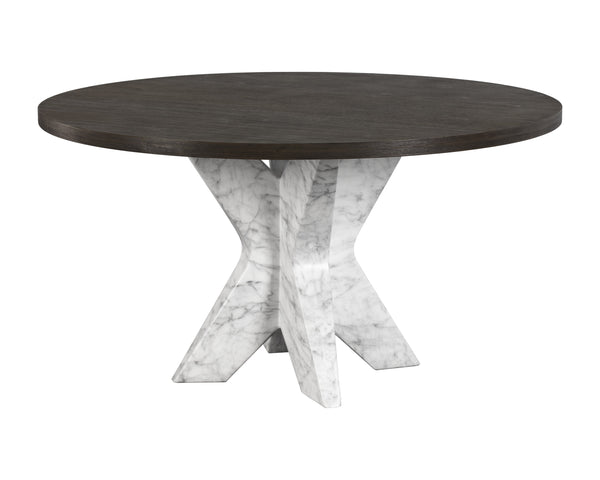 Cypher Dining Table Base - Marble Look - White