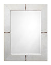 Cross Stitch Rectangle Hide Wall Mirror, White