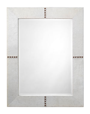 Cross Stitch Rectangle Hide Wall Mirror, White