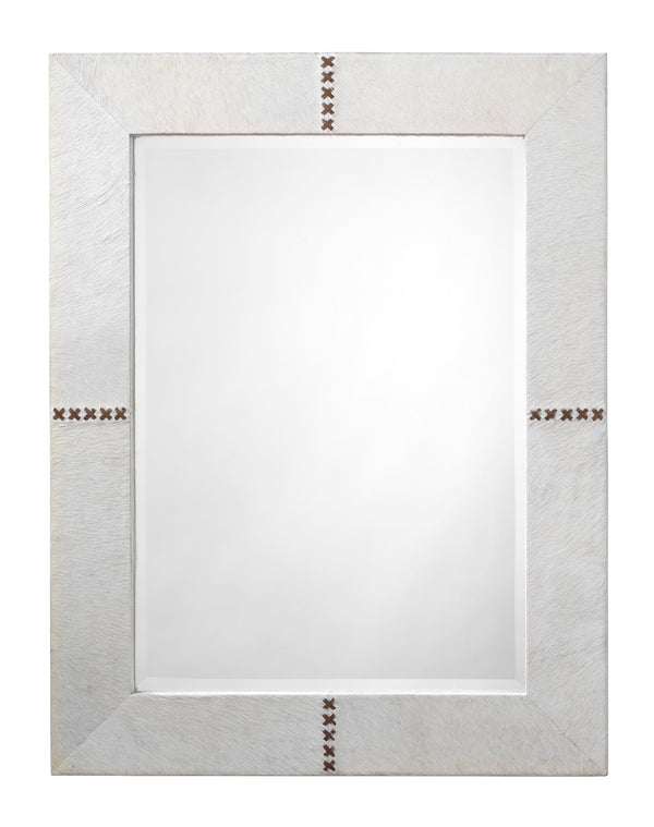 Cross Stitch Rectangle Hide Wall Mirror, White