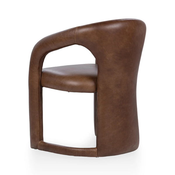 Archie Leather Dining Chair in Bison Brown