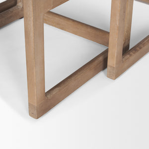 Grier Set of 2 Light Brown Solid Wood w/ Cane Nesting Accent Tables