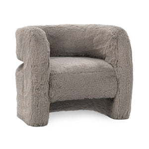 Teddy Plush Accent Chair in Soft Faux Fur - Granite