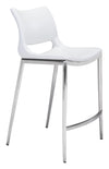 Ace Counter Stool (Set of 2) White & Silver