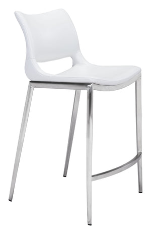 Ace Counter Stool (Set of 2) White & Silver