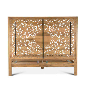 Taj Mango Wood Queen Bed in Natural Whitewash Finish