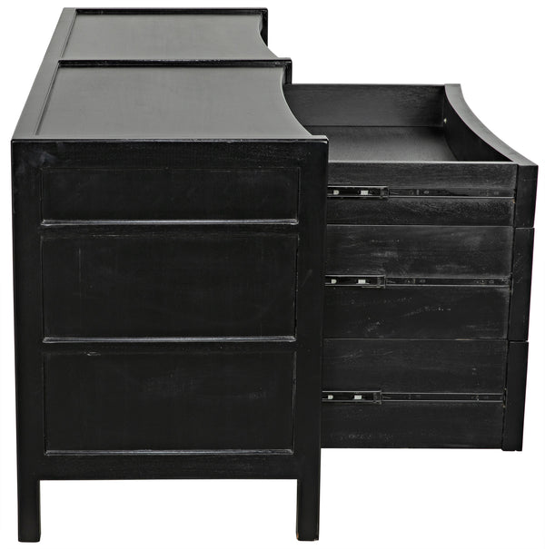 Hampton 6-Drawer Mahogany Dresser with Brass Pulls in Hand-Rubbed Black