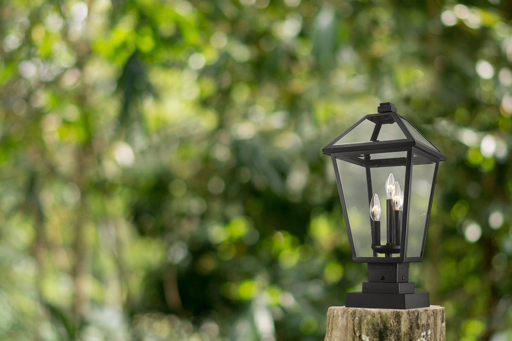Talbot 3 Light Outdoor Pier Mounted Fixture in Black Finish