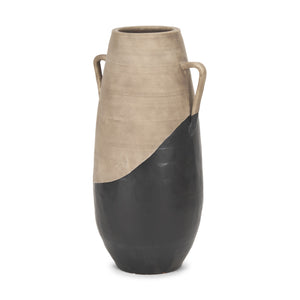Tully Textured Matte Brown w/ Matte Black Ceramic Floor Vase