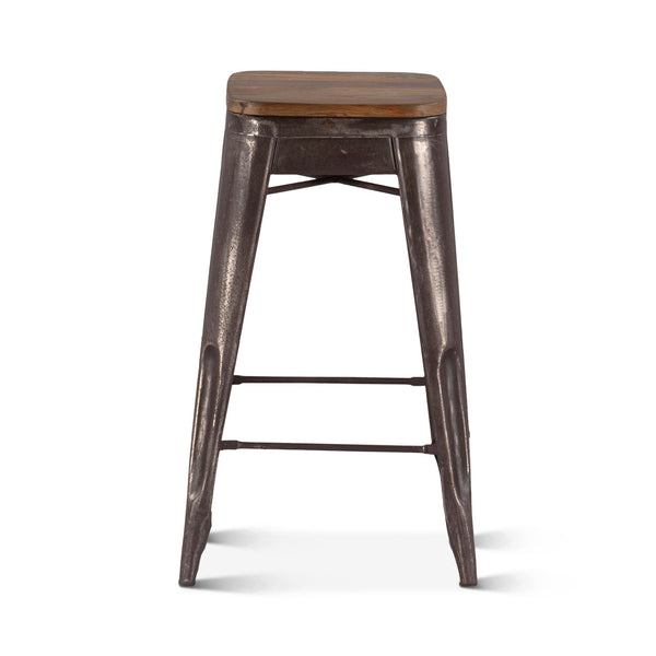 Eiffel 12" Barstool, Teak Top