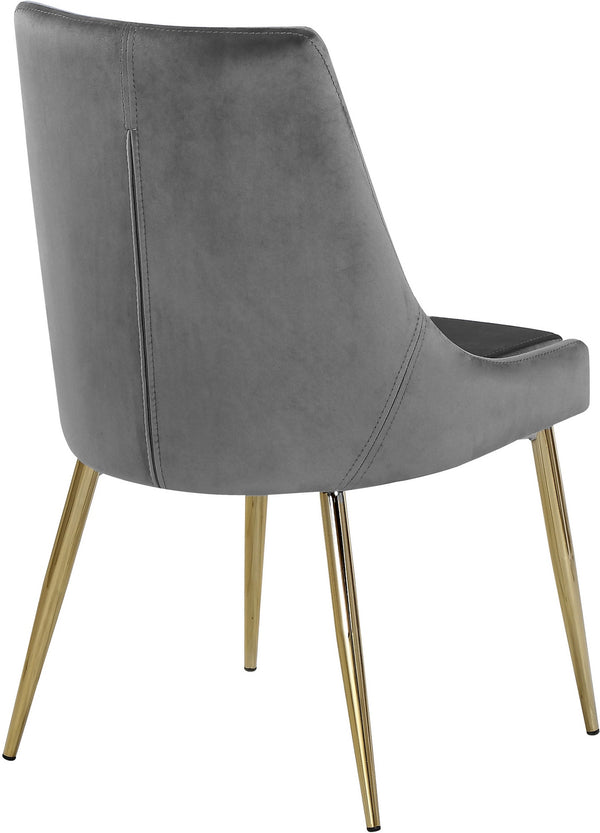 Lynette Dining Chair In Grey Velvet and Gold