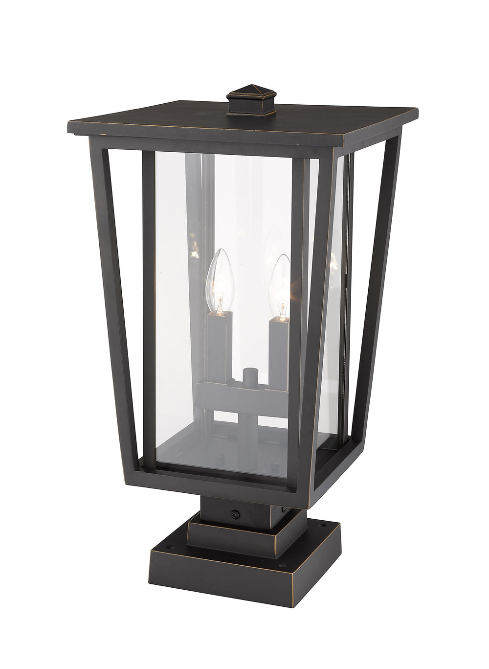 Seoul 2 Light Outdoor Pier Mounted Fixture in Oil Rubbed Bronze Finish