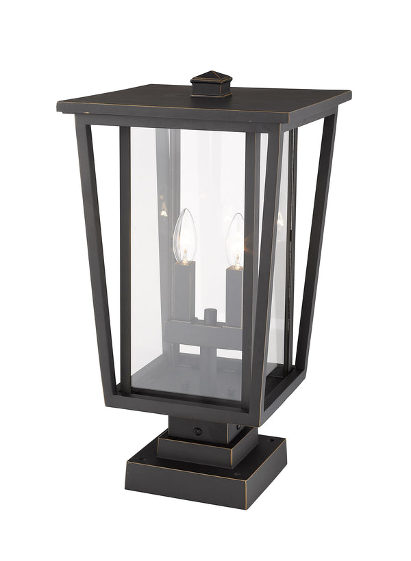 Seoul 2 Light Outdoor Pier Mounted Fixture in Oil Rubbed Bronze Finish