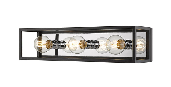 Kube 3 Light Vanity in Matte Black + Chrome Finish