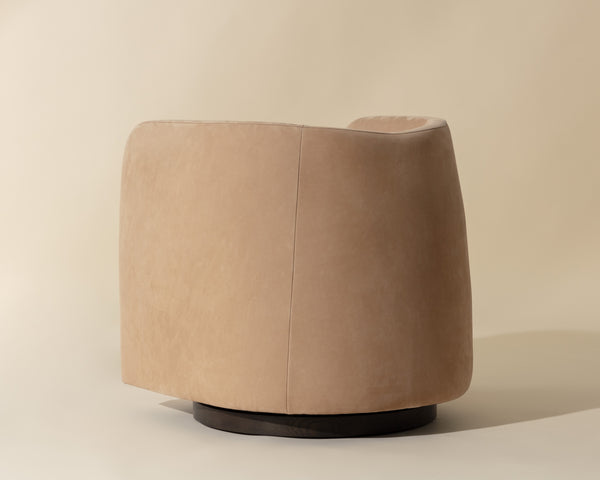 EMILIE SWIVEL LOUNGE CHAIR - NUBUCK TAN LEATHER