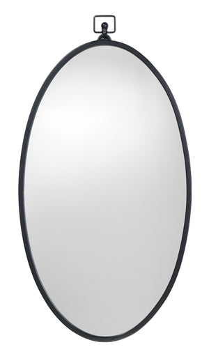 Wade Iron Oval Wall Mirror, Black