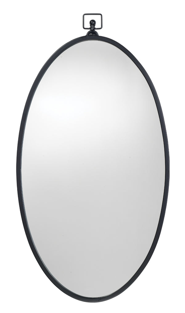 Wade Iron Oval Wall Mirror, Black