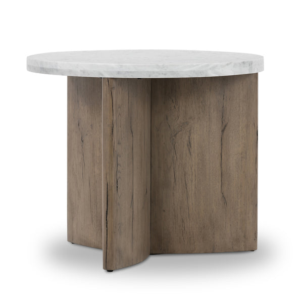 Toli End Table In Italian White Marble