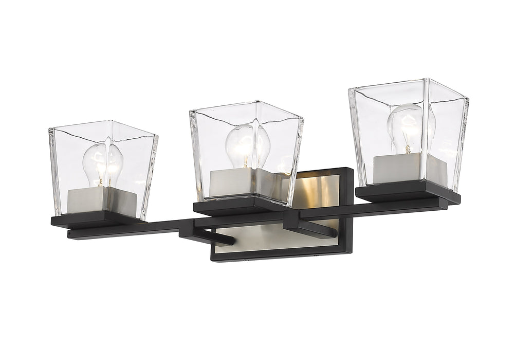 Bleeker Street 3 Light Vanity in Matte Black + Brushed Nickel Finish