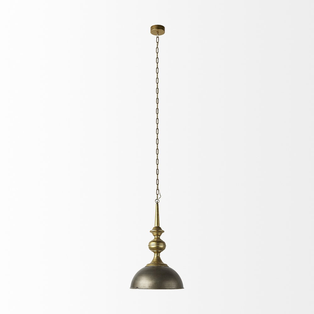 Capsa 17x29 Antique Gold and Silver Toned Metal Dome Pendant Light