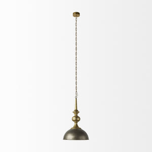 Capsa 17x29 Antique Gold and Silver Toned Metal Dome Pendant Light