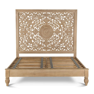 Taj Mango Wood King Bed in Natural Whitewash Finish