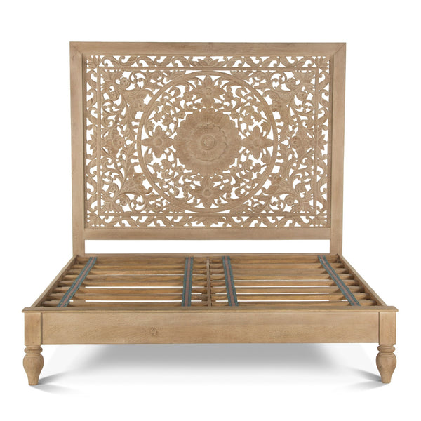 Taj Mango Wood King Bed in Natural Whitewash Finish