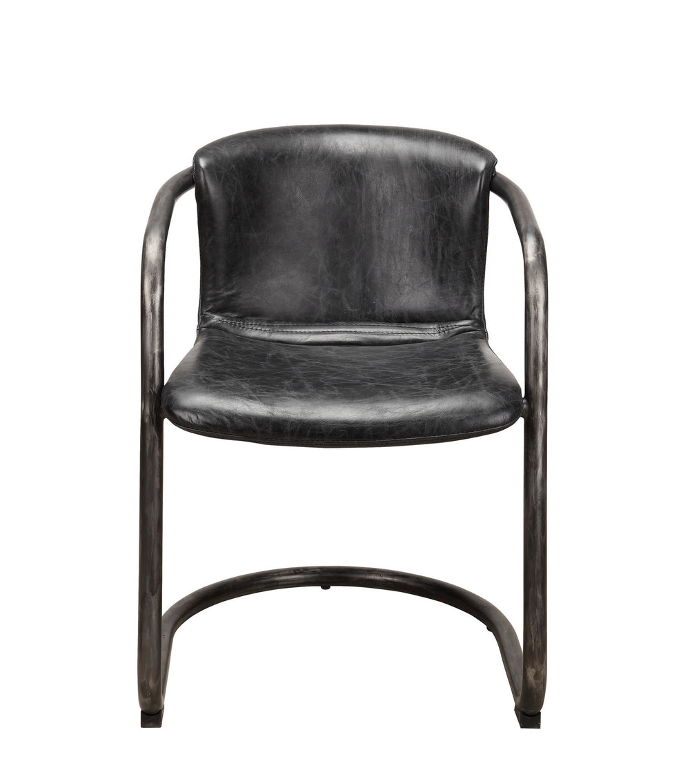 Moe's Freeman Dining Chair Set in Onyx Black Leather