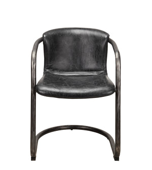 Moe's Freeman Dining Chair Set in Onyx Black Leather