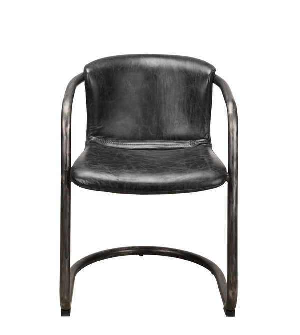 Moe's Freeman Dining Chair Set in Onyx Black Leather