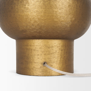 Salaah Antique Gold Brushed Metal w/ Cream Shade Table Lamp