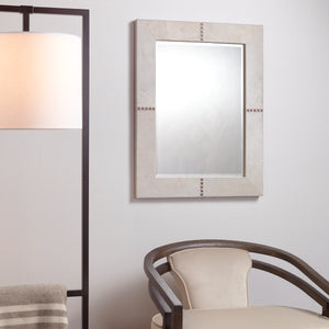 Cross Stitch Rectangle Hide Wall Mirror, White