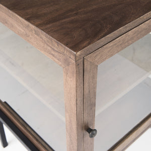 Arelius 20L x 18W x 26H  Medium Brown Wood W/ Black Metal Frame End/Side Table