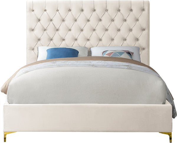 Robin Queen Bed In Cream Velvet