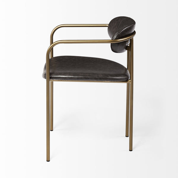 Parker Brown Faux Leather Seat Gold Metal Dining Chair