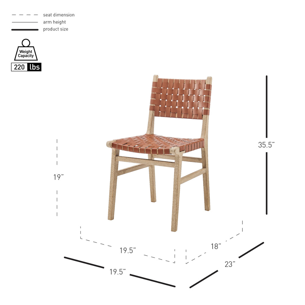 Marco Faux Leather Dining Side Chair Drift Wood Frame, Ochre Brown 