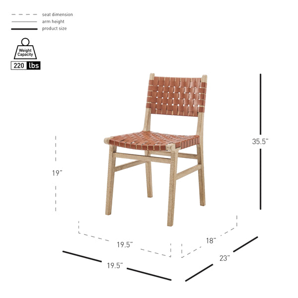 Marco Faux Leather Dining Side Chair Drift Wood Frame, Ochre Brown 
