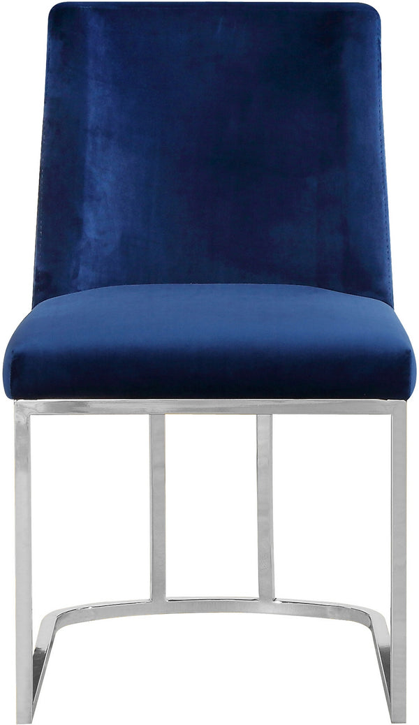 Rick Dining Chair In Navy Velvet and Chrome