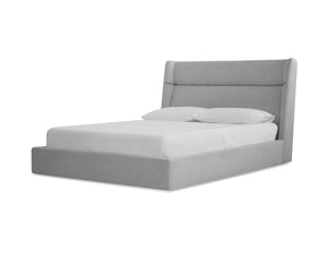 Cove Storage Queen Bed in heather grey chenille fabric
