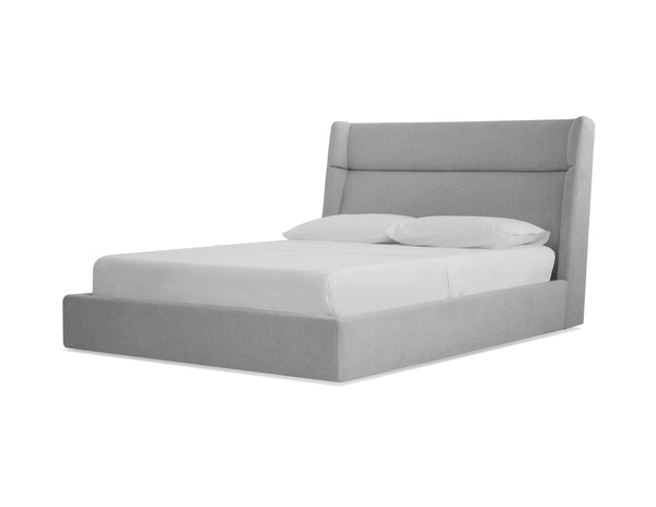 Cove Storage Queen Bed in heather grey chenille fabric