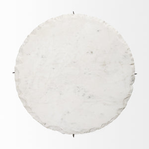 Reinhold II 21L x 21W x 21H Round Live-Edge Marble Top and Gold Metal Base Side/End Table
