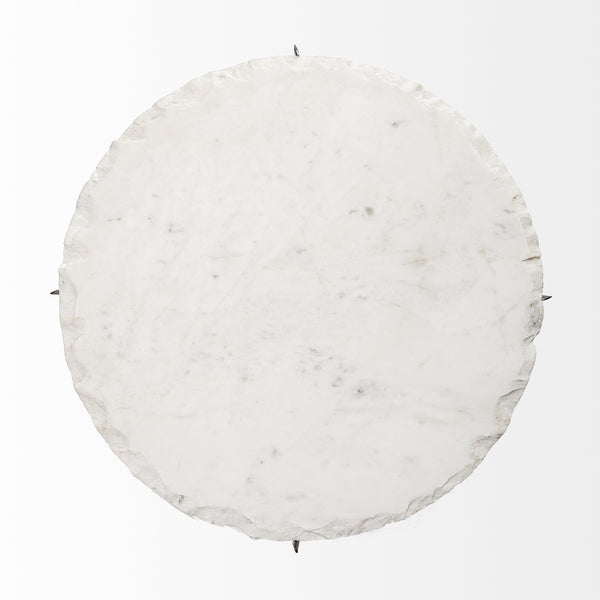 Reinhold II 21L x 21W x 21H Round Live-Edge Marble Top and Gold Metal Base Side/End Table