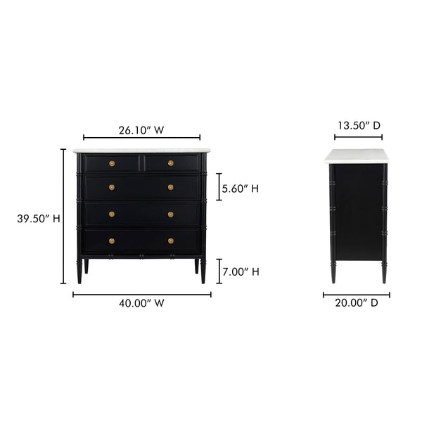 Eleanor 5-Drawer Chest Black Mango Wood