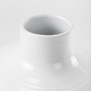 Amos 18.5L x 18.5W x 24.4H White and Dark Beige Color Blocked Ceramic Floor Vase