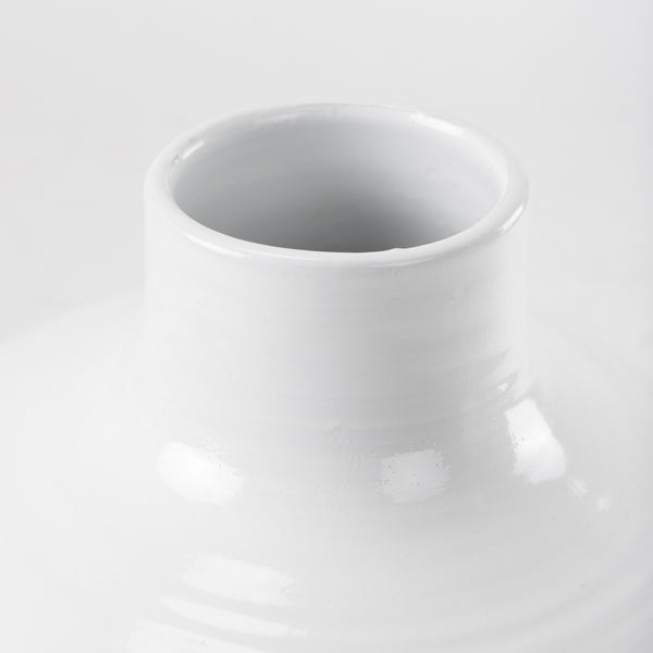 Amos 18.5L x 18.5W x 24.4H White and Dark Beige Color Blocked Ceramic Floor Vase