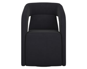 KENDRICK WHEELED DINING ARMCHAIR - ABBINGTON BLACK