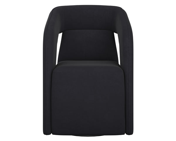 KENDRICK WHEELED DINING ARMCHAIR - ABBINGTON BLACK
