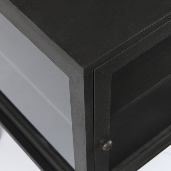 Arelius 20L x 18W x 26H Black-Brown Wood W/ Black Metal Frame End/Side Table