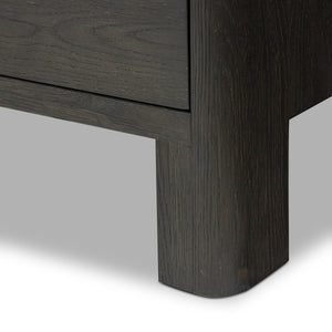 Noeline Media Console In Smoked Black Oak Veneer And Smoked Black Oak